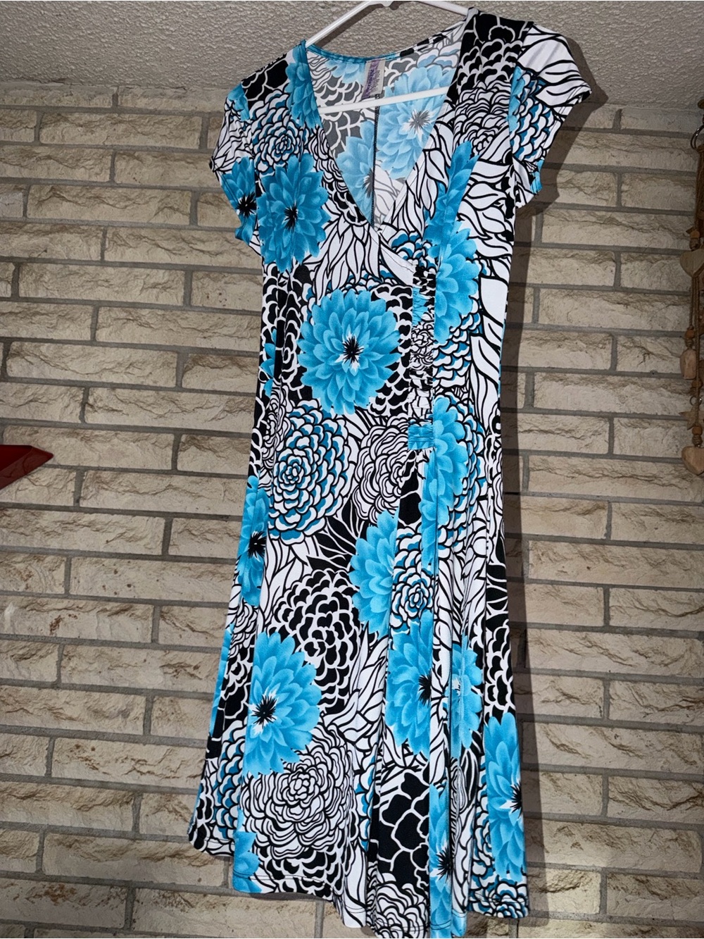 Purple Rain Black & Blue Floral V-Neck Dress